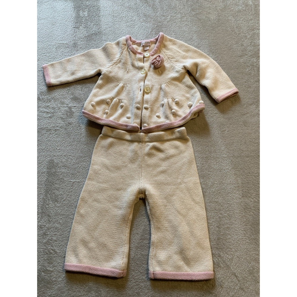 Piper & Posie Boutique Baby Outfit Pink & Cream Sweater And Pants Set 3-6‎ Month